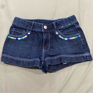Gymboree girls sparkle safari embroidered pocket 100% cotton denim shorts‎ sz 6